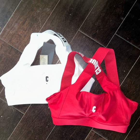 New CLQ sports bras Clique sz 4 Small spandex athletic bra yoga red white nwt S - Picture 2 of 6